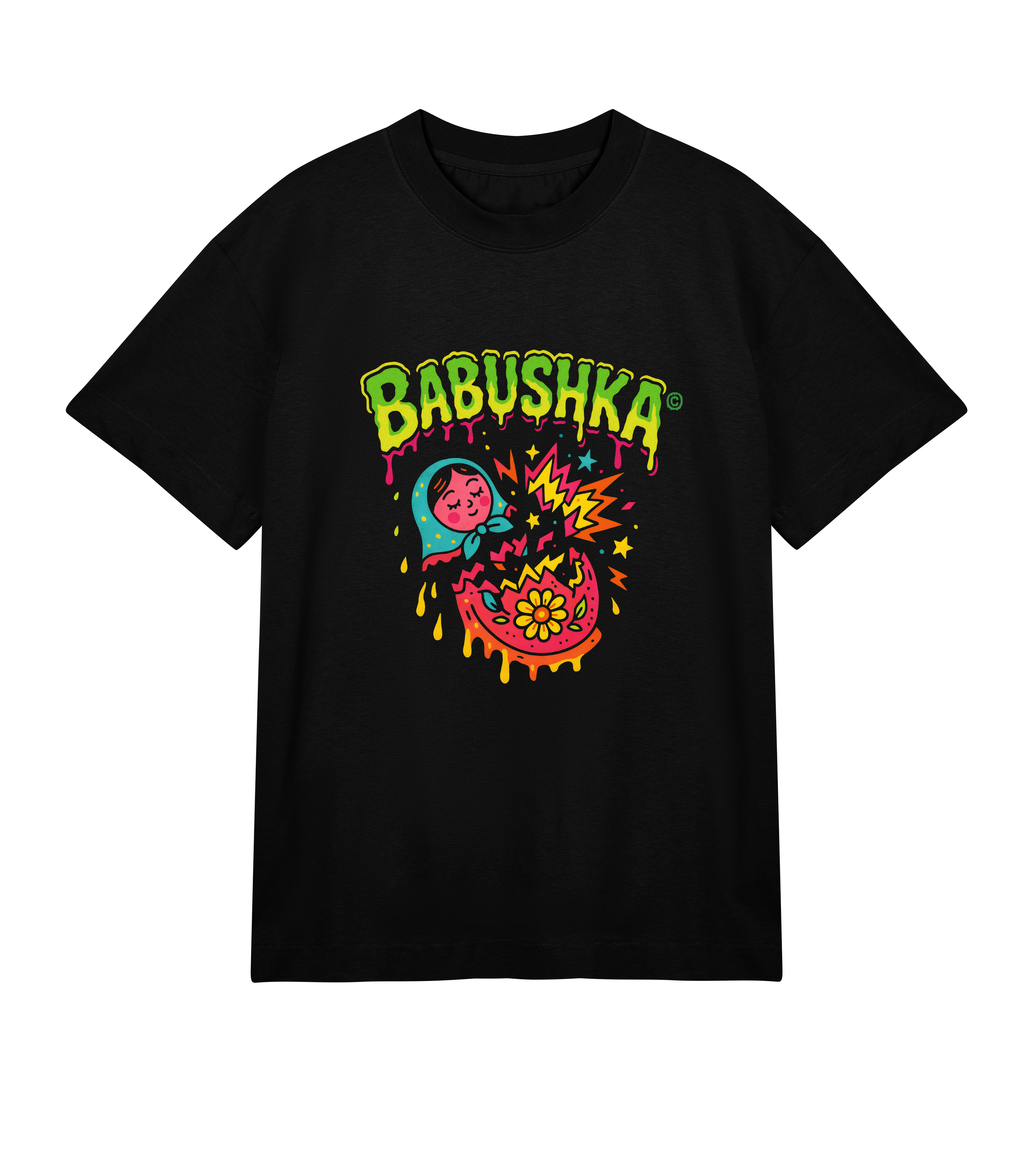BABUSHKA Explosion Men’s T-Shirt – Heavy Organic Cotton Oversized Graphic Tee